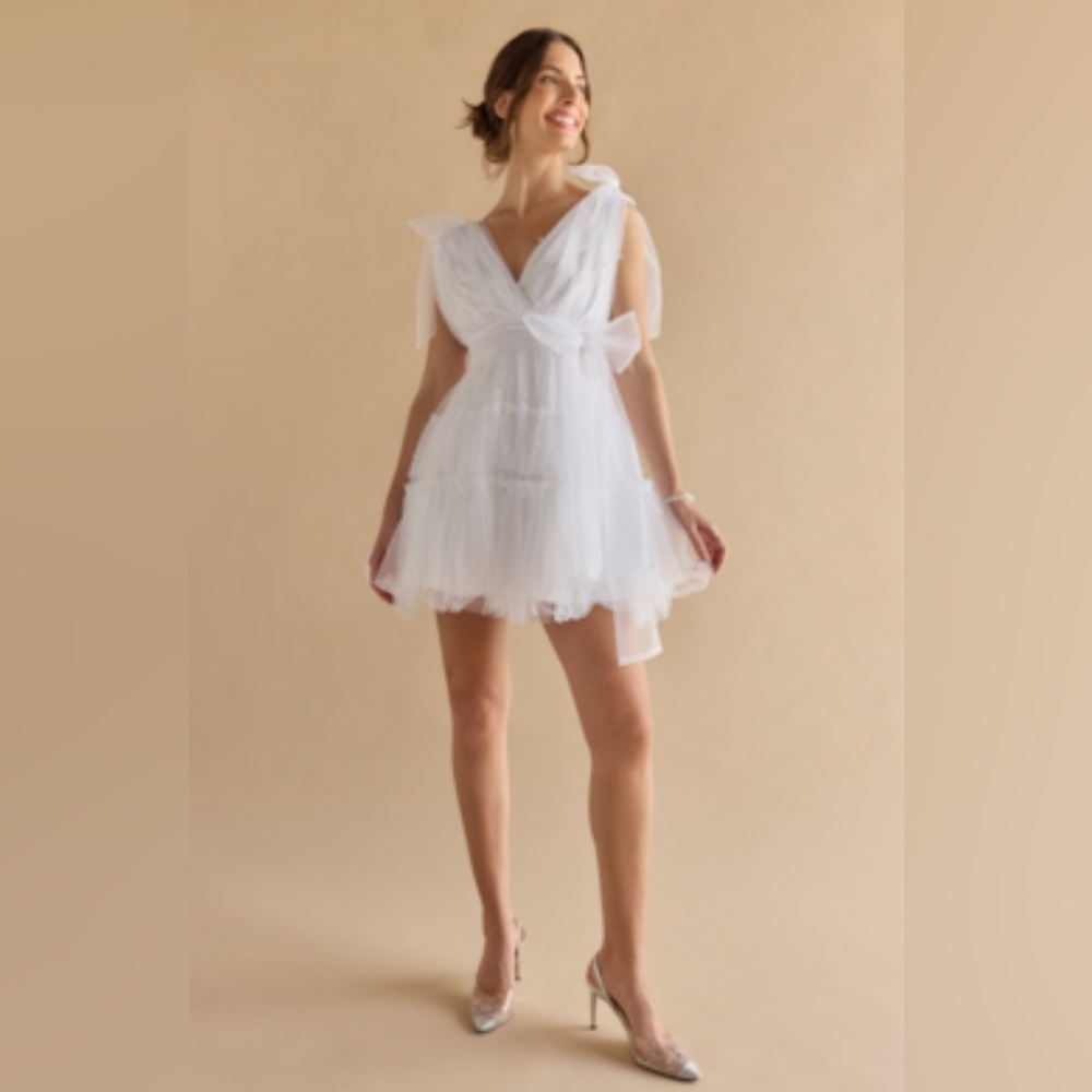 Francesca's NWT Judy Tulle Pearl Tiered Dress